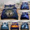 3D Wolf Pattern Bedding Set Animal Print Quilt Cover Pillow Case 2/3 Pieces Suitable for Microfiber Fabric Soft and Comfortable Home Decoration