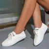 Lady Classic Round Toe White Canvas Shoes for Student School Women  Comfort Street Lace Up Shoes Zapatos De Mujer