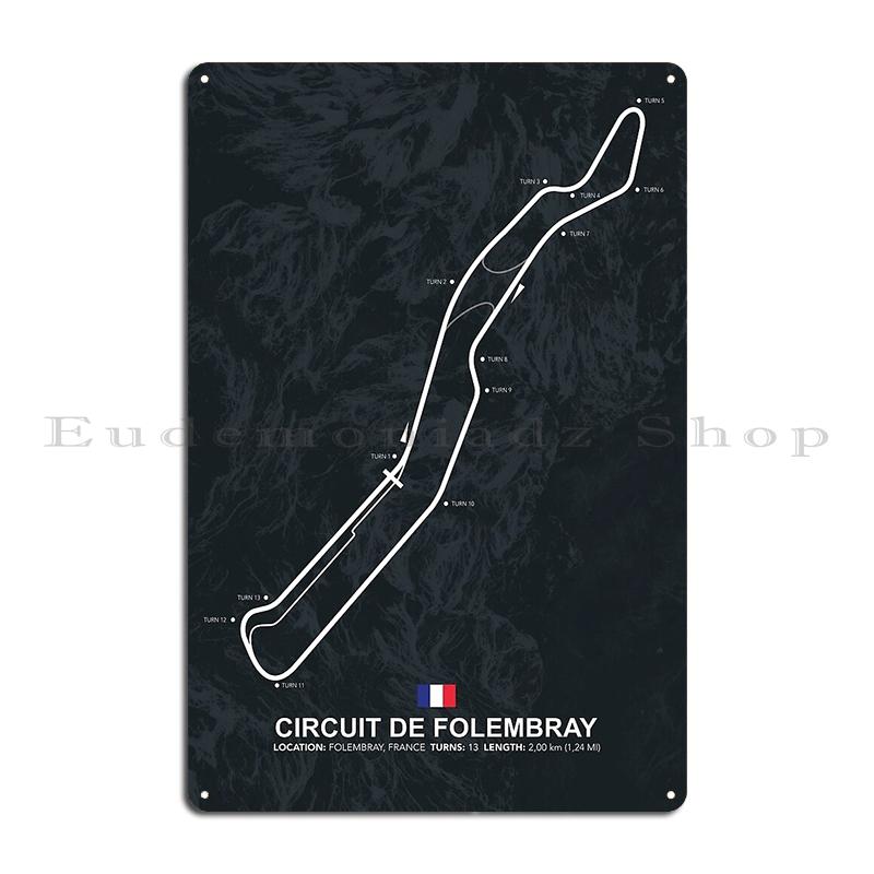 Карта гоночной трассы Circuit de Dijon Prenois Magny Cours Металлическая табличка Постер Таблички Классический Дизайн Печатный Бар Жестяной Знак Постер