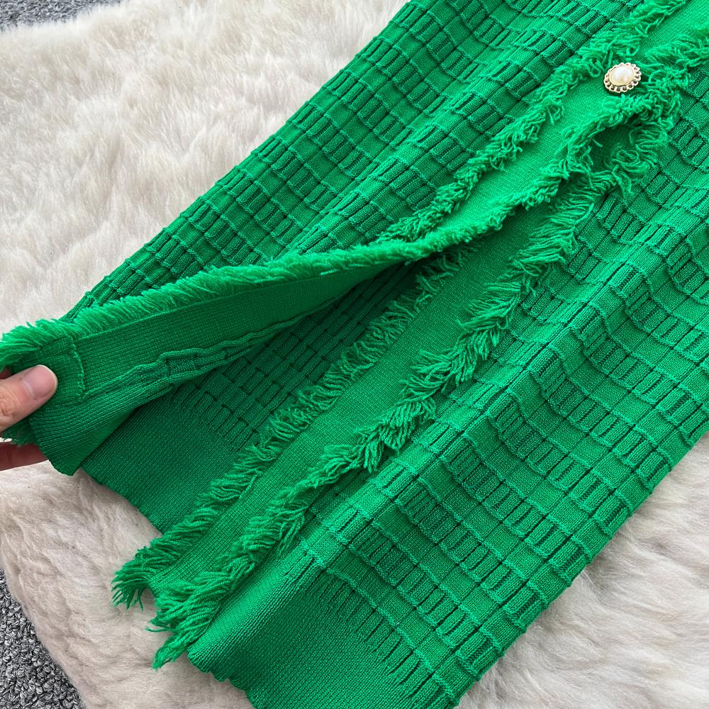 Новые женские платья Осень Зима Винтажное лоскутное вязаное миди-платье Элегантное платье-рубашка-свитер с V-образным вырезом и оборками