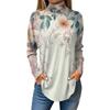Women's Fashionable Casual High Neck Printed Long Sleeve T-Shirt Pullover Top