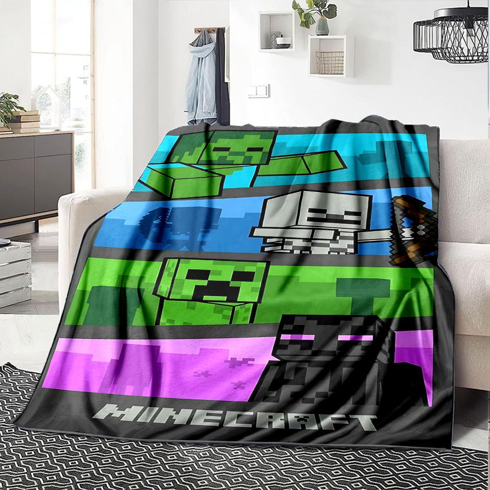 1pc Minecraft Pixel Characters Adventure flannel Blanket for Super Soft Cute Comfort Blanket for Travel Bedding Couch Sofa Blanket Y73049