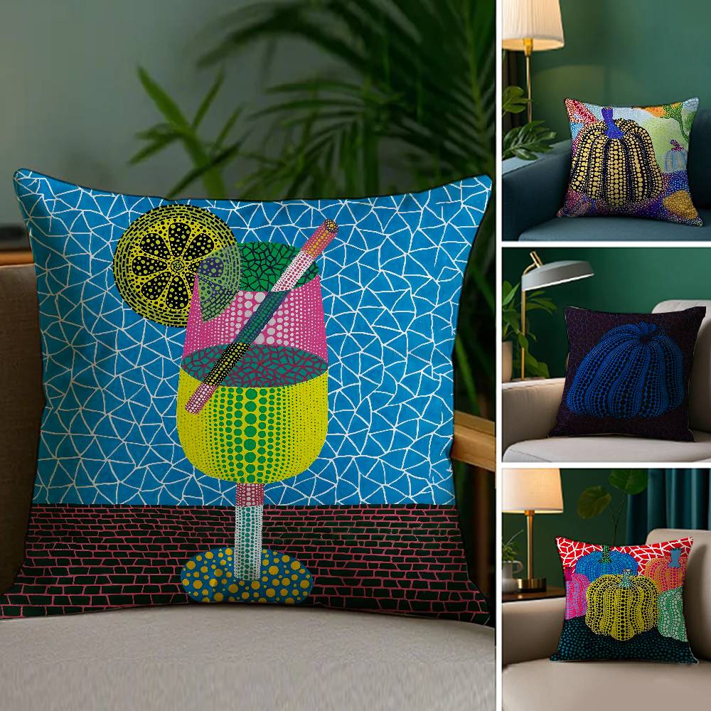 Yayoi Kusama Abstract Art Pumpkin Pillow Case Sofa Living Room Bedroom Double-sided Printing Square Cushion Nap Time Pillow Case