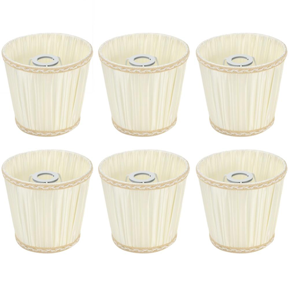 6PCS Beige Color Lamp Cover Cloth Pleated Lamp Shades Decorative Small Lamp Shade  Wall Sconces