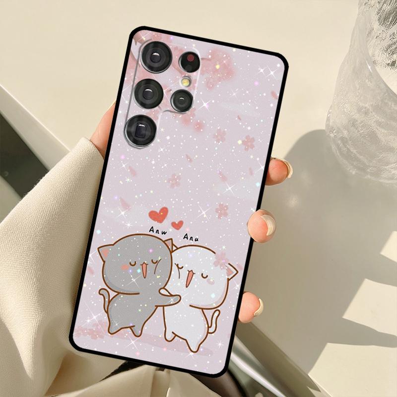 Peach And Goma Cats For Samsung Galaxy S21 S22 Ultra Note 20 S8 S9 S10 Plus Note 10 Plus S20 FE Phone Cover
