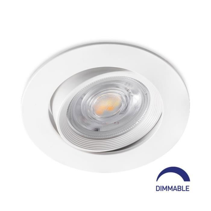 Spot LED encastrable 3en1 rond blanc 7W IP20 Dimmable