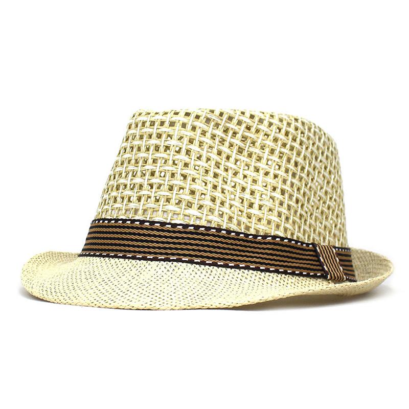 Британские мужские пляжные шляпы от солнца, летняя ковбойская шляпа Fedora в стиле ретро, джазовая шляпа, дышащая соломенная шляпа