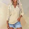 Women's Summer Fashion Casual Print V-Neck Three Quarter Sleeve Shirt Top