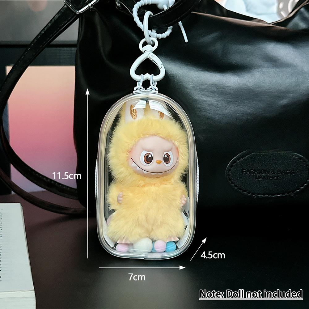 Прозрачный защитный чехол для Labubu V4 Pin Для серии Love Яркий пылезащитный защитный мешок Аксессуары для кукол С брелоком