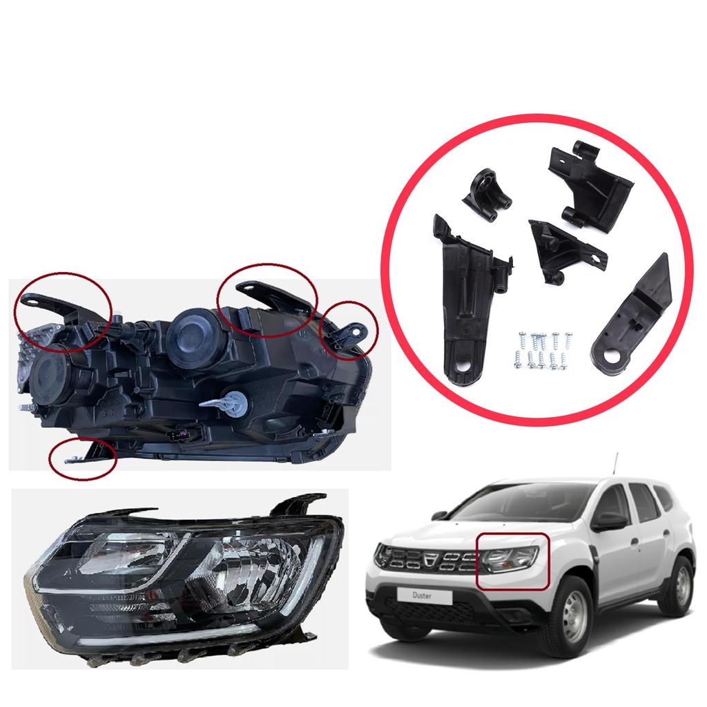 BHL565-1 Комплект кронштейнов для ремонта держателя фары, левая сторона для Dacia Renault Duster MK2 HM 2017-2024 260609367R