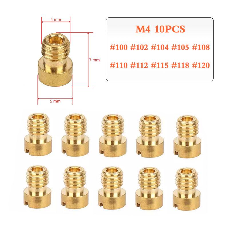 10pcs Carburetor Main Jets Slow Pilot Jets M5 6mm M4 5mm Thread For PWK Keihin OKO CVK Carb Set Injector Nozzle Motorcycle Part