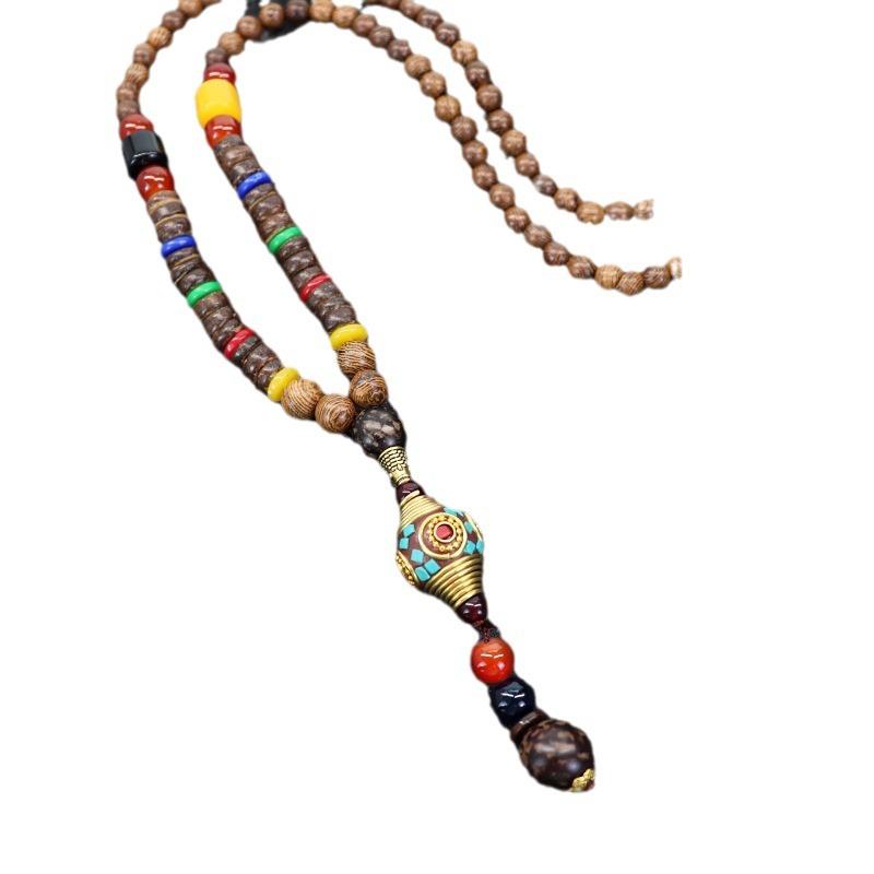 Nepalese Style Retro Long Necklace Men's and Women's Simple Tibetan Pendant Literary and Versatile Sweater Chain Accessories
