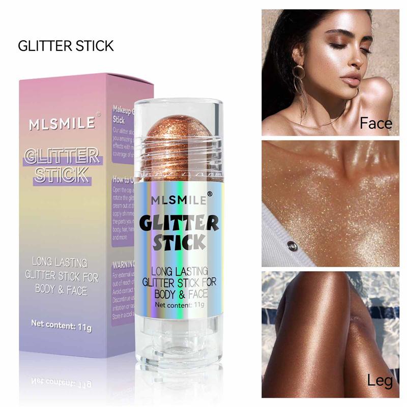 Крем-хайлайтер с бриллиантовыми блестками Pearl Fine Flash для лица Natural 3D Contouring Full Body Highlight Stick Cosmetic Tool