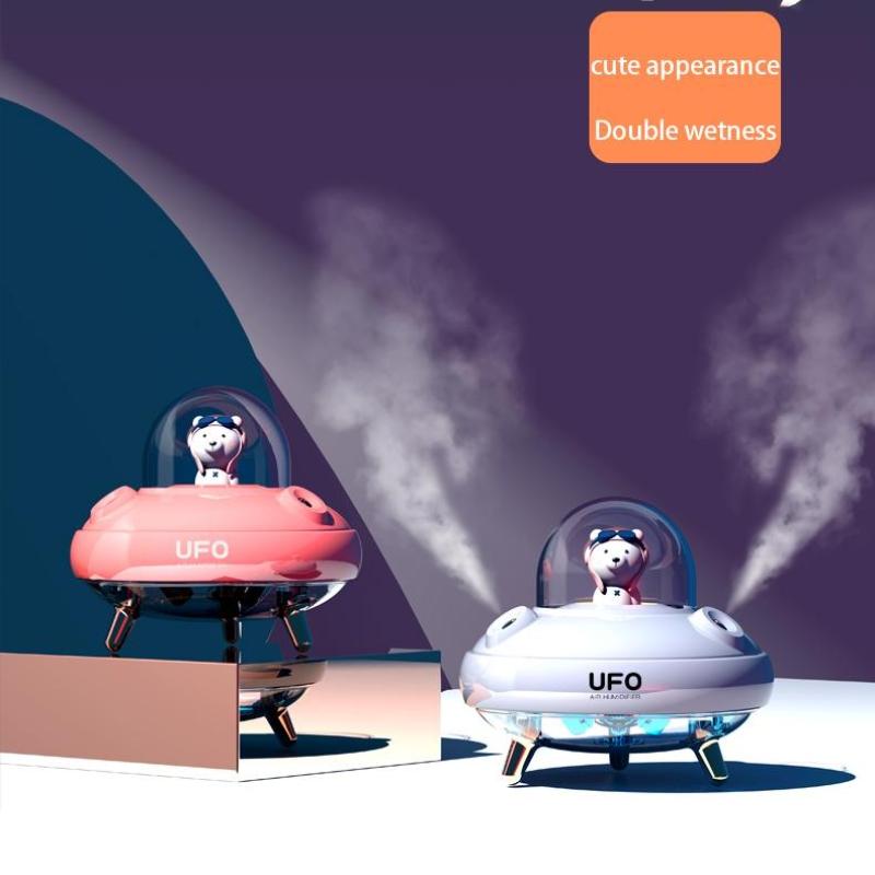 Беспроводной увлажнитель воздуха UFO с двумя насадками, настольный увлажнитель воздуха, милый планетарный медведь, светодиодный светильник, ультразвуковой ароматизатор, диффузор эфирного масла