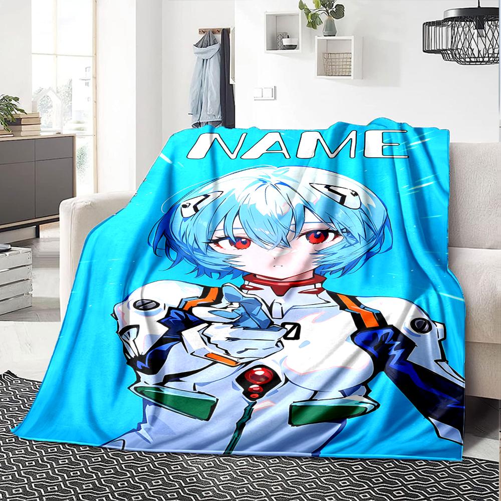 Customiz Name Personality Neon Genesis Evangelion Blanket Soft &Warm Sofa Office Bed Travel Lunch Break Blanket, Gift Suitable All Seasons