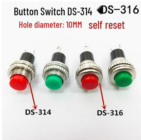 10MM Non-locking Self-reset Doorbell/Horn Button Switch DS-316/314
