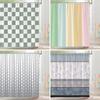 Square and Abstract Line Shower Curtain Geometric Patterns Simple Modern Polyester Fabric Bath Curtain with Hooks Bathroom Decor