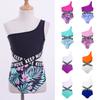 Kids Girls Single Shoulder Strap Letters Printed Swimming Bodysuit