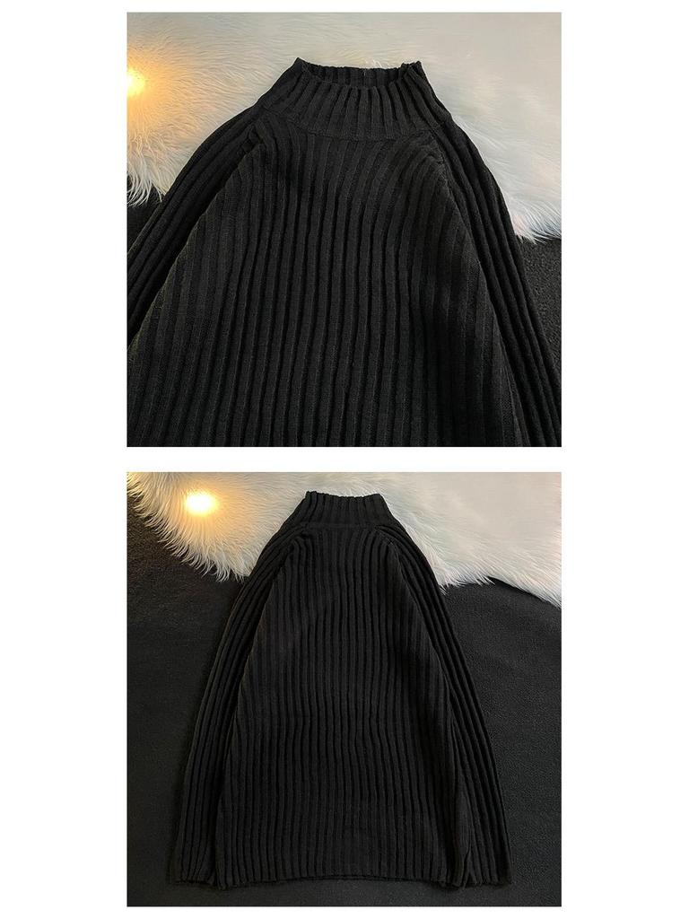 Унисекс свитер с высоким воротником в гонконгском стиле для зимы: Универсальный пуловер в стиле Харадзюку.