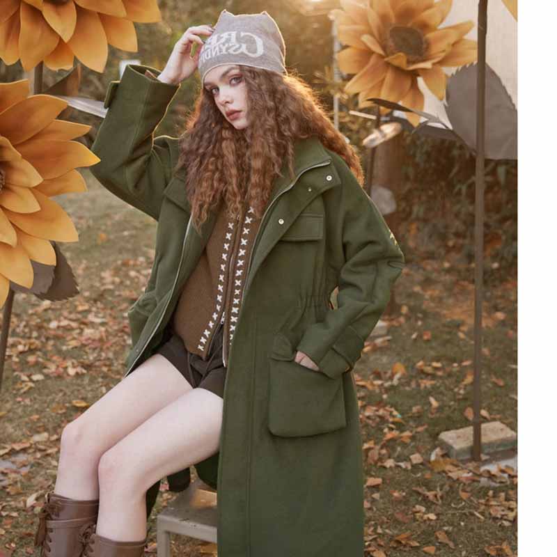 Лацкан кофейного цвета с застежкой-молнией свитер кардиган осень и зима новый винтажный короткий пальто женщина