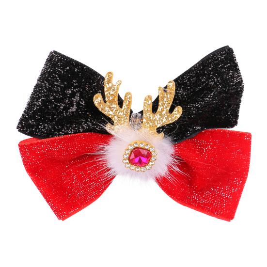 Рождественские заколки для волос, заколка-бант из рогов оленя с меховым шариком, рождественский бант, головной убор для женщин и девочек, праздничный аксессуар для волос