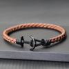 Trendy Hand-Woven Leather Men Bracelet Brown Vintage Navy Anchor Braclet Outdoor Riding Couple Leather Rope Bracelet