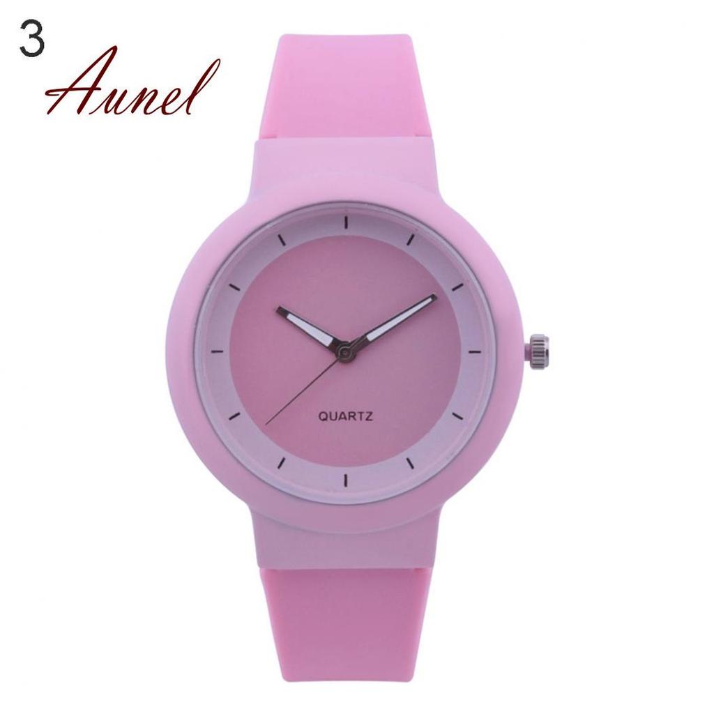 Girls Students Quartz Analog Jelly Silicone Band Round Dial Watch