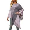 Women's Autumn/winter V-neck Sweater Color-blocking Fringed Cloak Sweater Coat