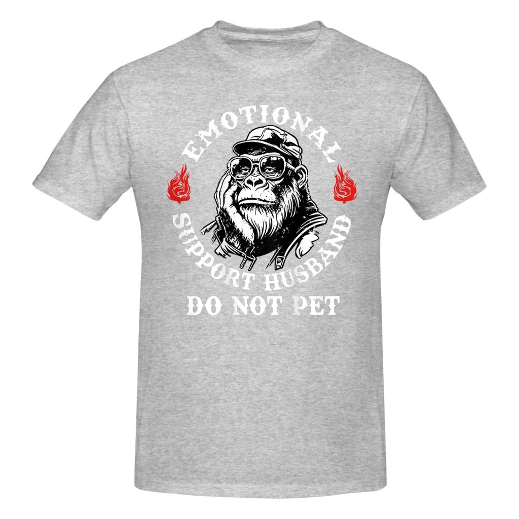 1 Piece Emotional Support Husband Do Not Pet Funny Monkey Funny 100 Cotton Tshirt Emotional Support Husband Tees Tops For Unisex