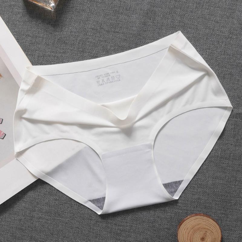 Panties Silk Women's Fashion Seamless Elastic Underwear Breathable Quick-Dry Ice Silk Panties Briefs Solid Invisible Briefs Female Lingerie
