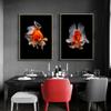 Fish, Prints On Canvas, Entrance Painting, Abstract Poster with Goldfish, Modern Home Decor for the Bedroom