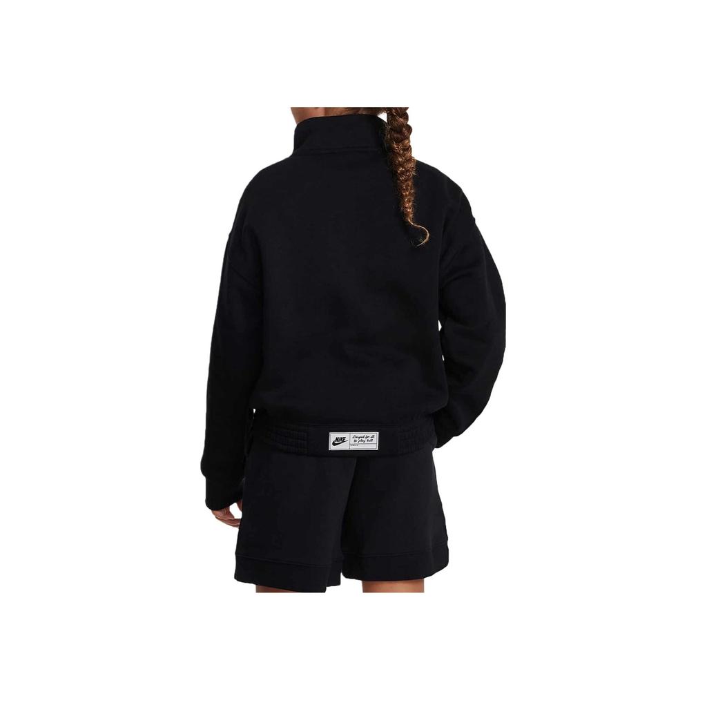 Nike SS23 Однотонная детская толстовка с воротником-стойкой и карманом на молнии, черная DV3109-010