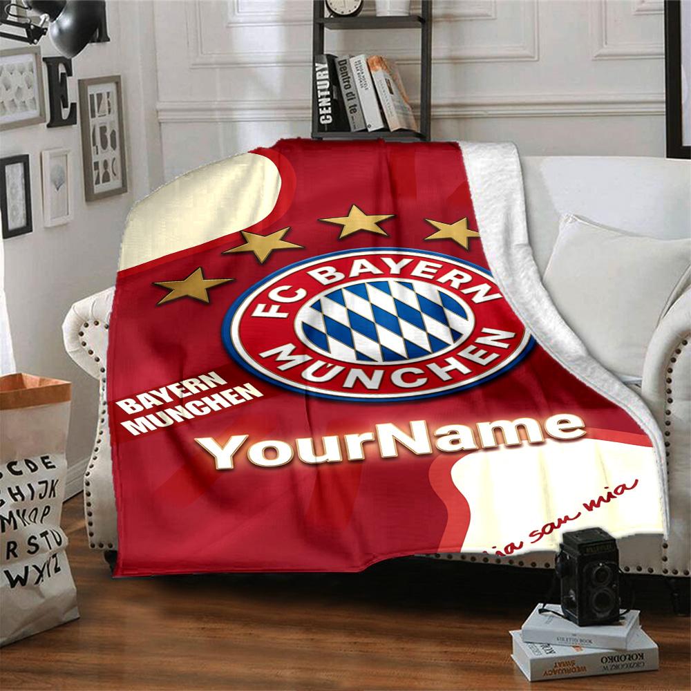 Bayern Munich Personalized Text Blanket Multi-purpose Customizable Blanket Soft Warm Cozy for Nap Bed Office Picnics Four Seasons Universal