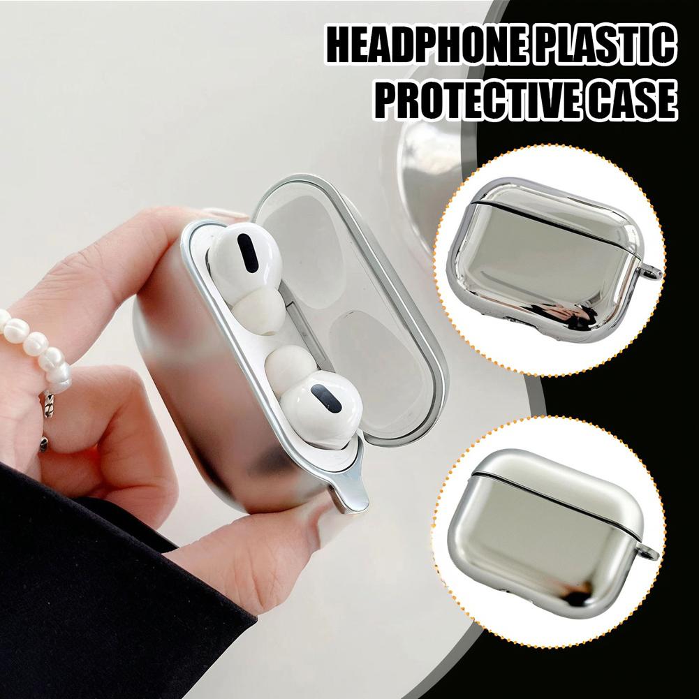 Electroplate Earphone Case For Airpods 4 Simple Protective Plastic Case Case Cover Headphone Pr U7I0