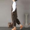 Vintage Women Corduroy Overalls Dungarees Solid Color Bib Pants Sleeveless Loose Jumpsuits Rompers