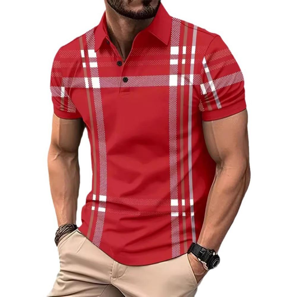 Men's Polo Shirt Short Sleeved Button Casual T-shirt