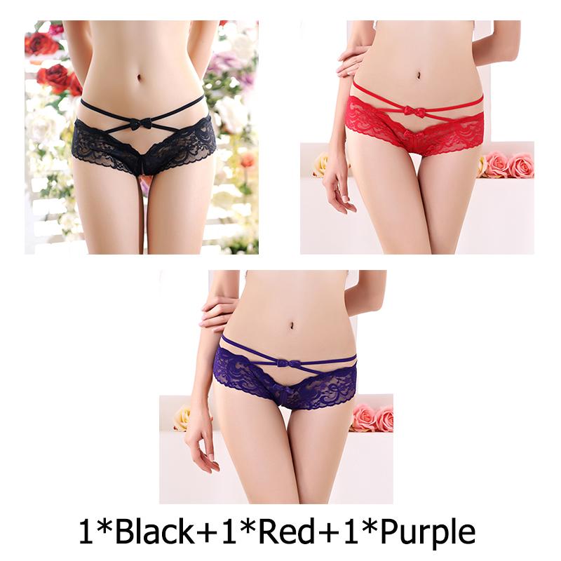 Women's Panties Open Crotch Thongs Sexy Hollow Briefs Underwear Erotic T-Backs Sweet Crotchless Seamless Panty