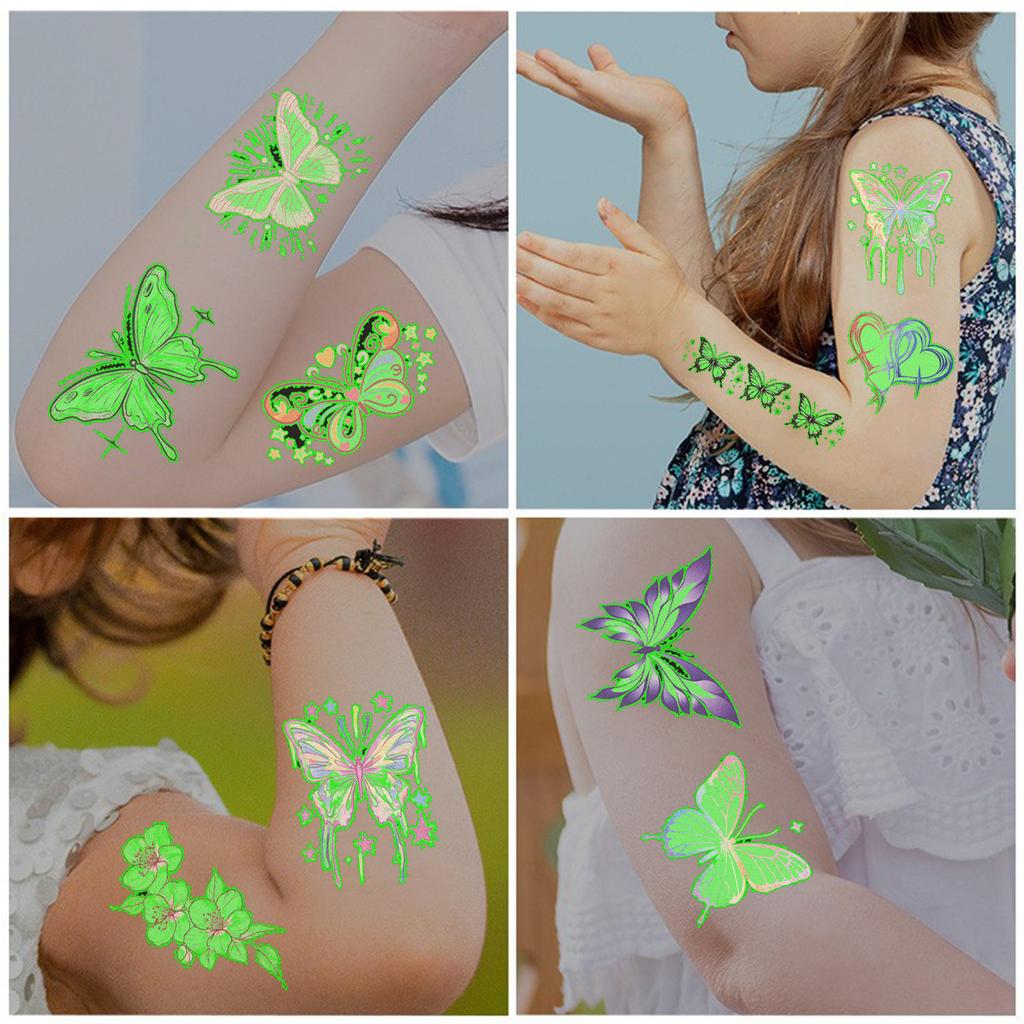 New Butterfly Luminous Tattoo Stickers Waterproof Party Gift Funny Face Stickers