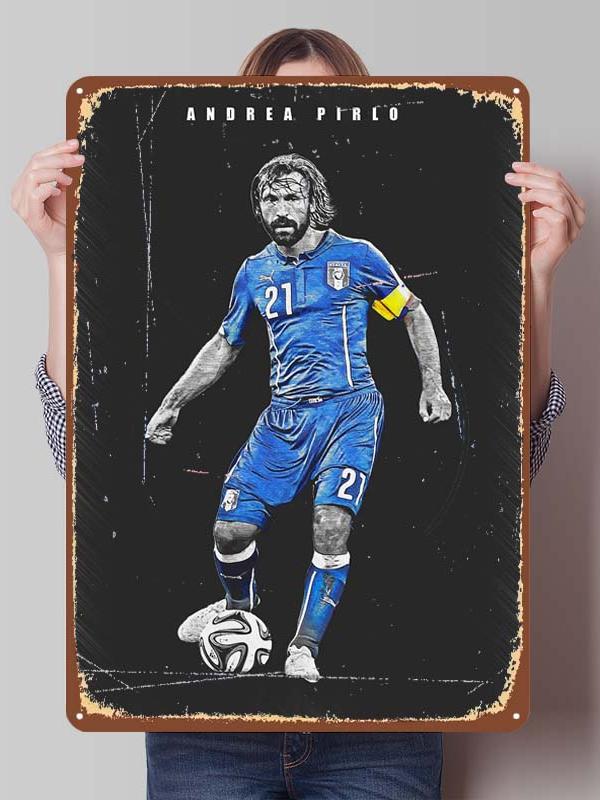 Андреа Пирло Футболист Металлические Постеры Настенное Искусство Фресок Металлическая Жестяная Табличка на Заказ для Украшения Стены Ретро Декор