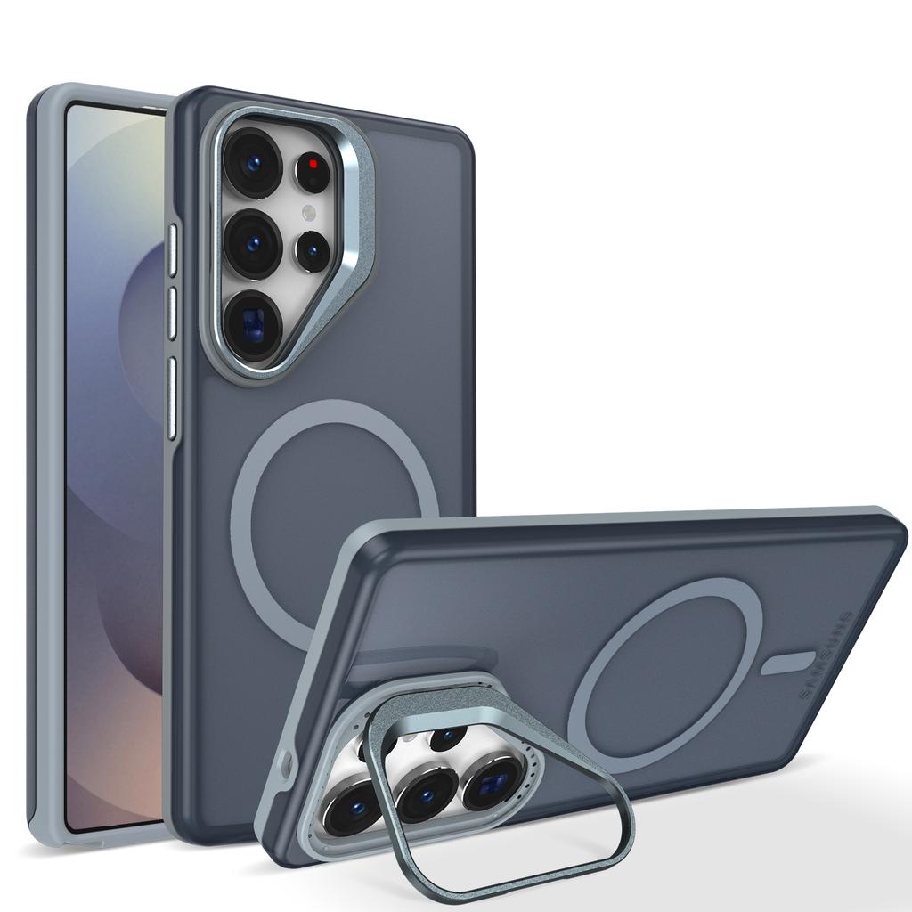 Роскошный матовый прозрачный магнитный чехол с держателем для Samsung Galaxy S25 S24 S23 S22 Ultra Plus S25Edge S24FE S25FE чехол Magsafe