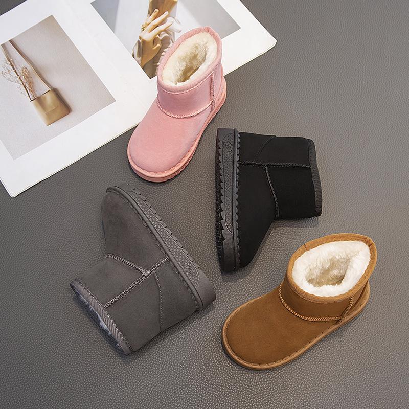 Зимние детские сноубутсы 2025: Теплые, бархатные, хлопковые ботинки для девочек и мальчиков, короткий стиль