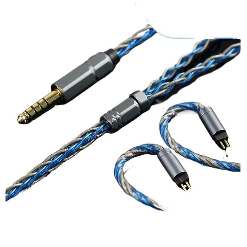 DWCGSG Blue Crystal High Purity 99.99999 Percent OCC Silver Foil Earphone Cable 3.5mm 4.4mm 2-Pin 0.78mm MMCX QDC KZ-QDC IEM Wire 2.5mm MMCX