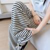 Black and White Striped Towel Pants Women's Spring and Autumn New Drape Casual Knitted Straight-leg Pants Lazy Walking Mopping Floor Wide-leg Pants