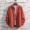 Orange&red Casual Cotton Long Sleeve Shirt Women Lapel Button Up Embroidery Sun Striped Shirts