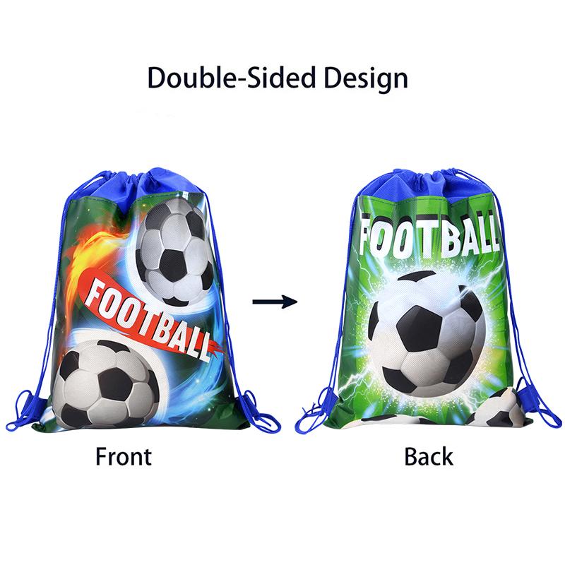 1-20Pcs Football Theme Gift Bags Non-woven Soccer Drawstring Goodie Bag Backpack Kids Sport Birthday Party Favors Decor Supplies