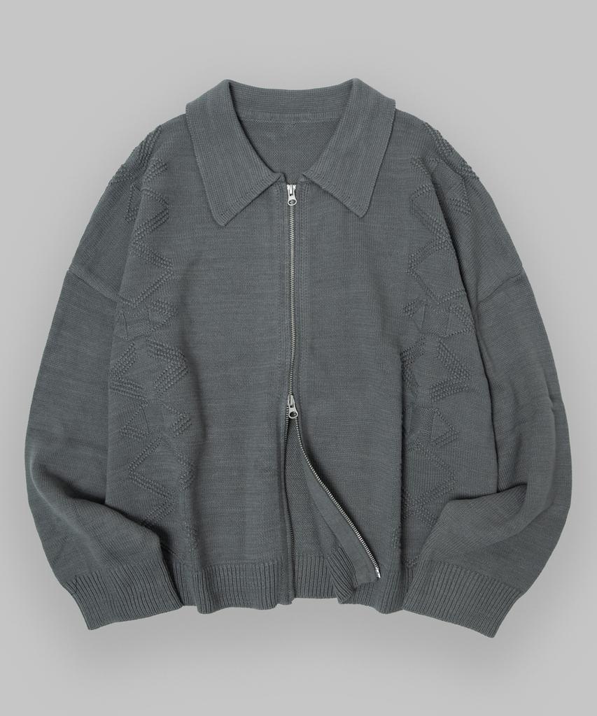 Черный Кардиган на Молнии Минималистичный Вязаный Косами 'Black Moment Essential Collar'
