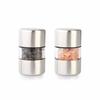 T-mark Premium Sea Salt and Pepper Grinder Set - Spice Mill, Brushed Stainless Steel, and Small Portable Ceramic Salt and Pepper Shakers (2-Pack)