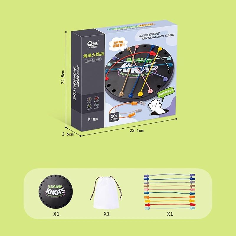 Brainy Knots Rope Untangling Table, Logic Puzzle Board Game, 23CM Diameter, Knots Rope Board Game for Adult Kids