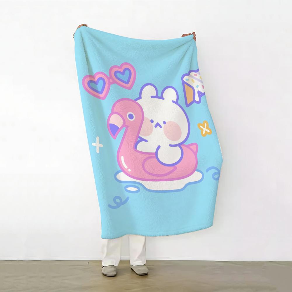 Cartoon meme m mongmong Rabbit meme Throw Soft Warm Flannel Fleece Throw Blanket for Sofa Bed Travel Home