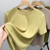 Modal Short-sleeved T-shirt for Women's Summer New Women's Round Neck Solid Color T-shirt Stretch Waist Top
